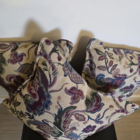 Floral Tapestry Throw Pillows New Handmade 17x17 Inches Heavy Fabric - Picture 3 of 6